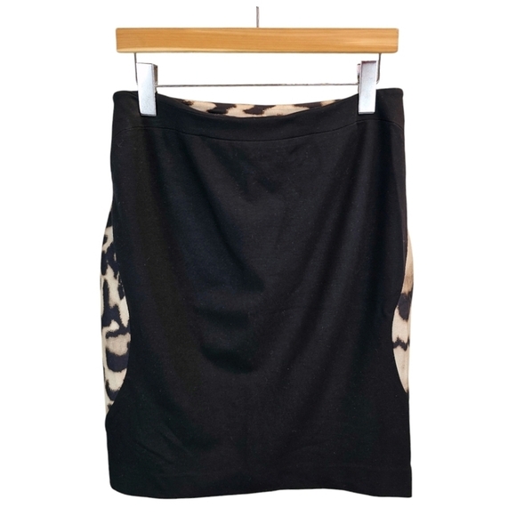 DVF Mae Mikado Leopard Pencil Skirt Wool & Silk Blend Size 10 Women's Black Knit - Picture 5 of 13